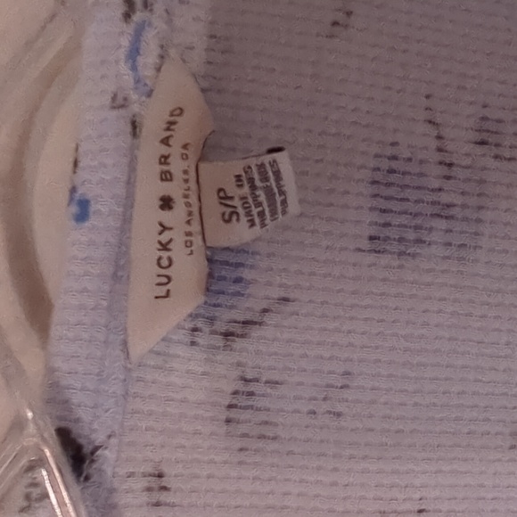 Lucky Brand Blue Floral Women's Waffle Henley - Picture 2 of 5